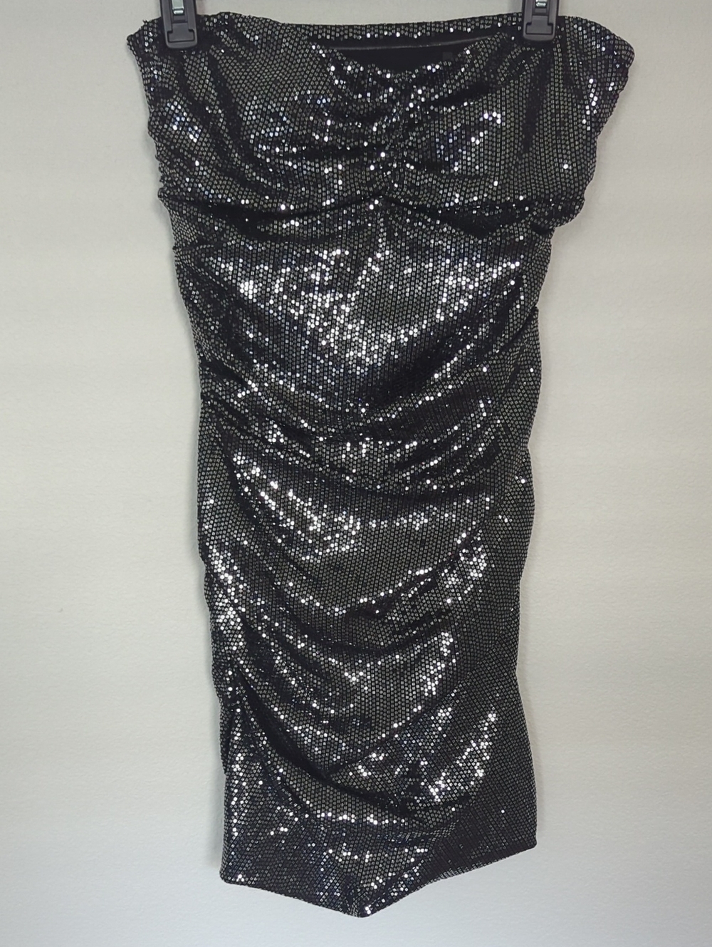 ba&Sh Sequin Strapless Ruched Party Dress - Black Large